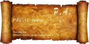 Péli Anna névjegykártya